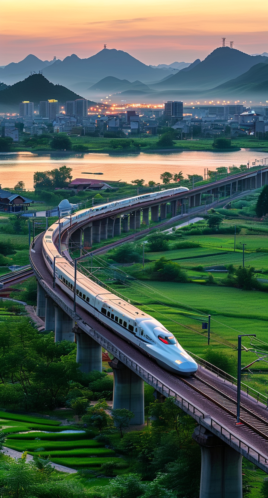 沿途风景实拍高铁旅行高速铁路风景图铁路动车高铁艺术感高铁与风景