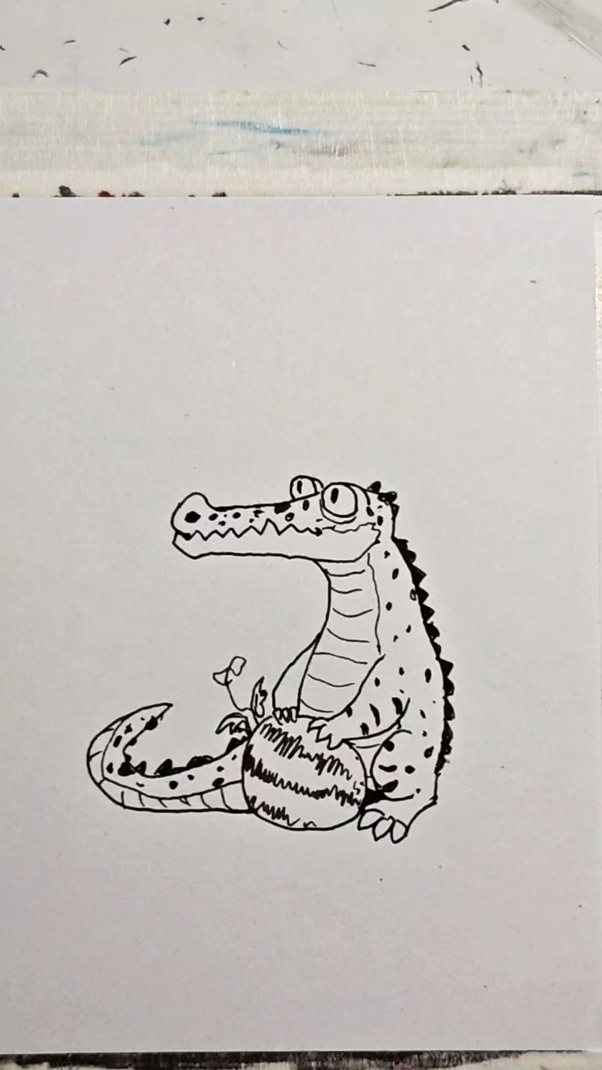 呆萌鳄鱼简笔画绘画过程