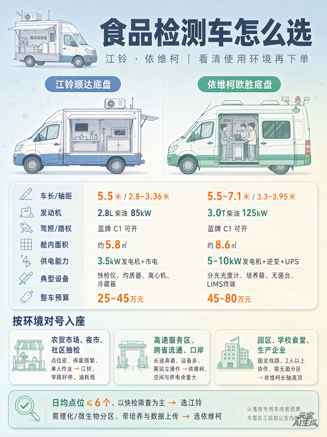 依维柯与江铃食品快检车对比