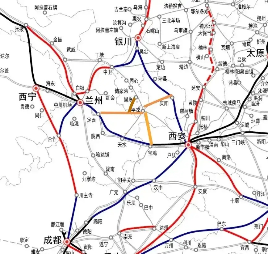 线路图最新中央批准兰汉高铁详细路线图青铜峡到宝鸡铁路图西韩潮 