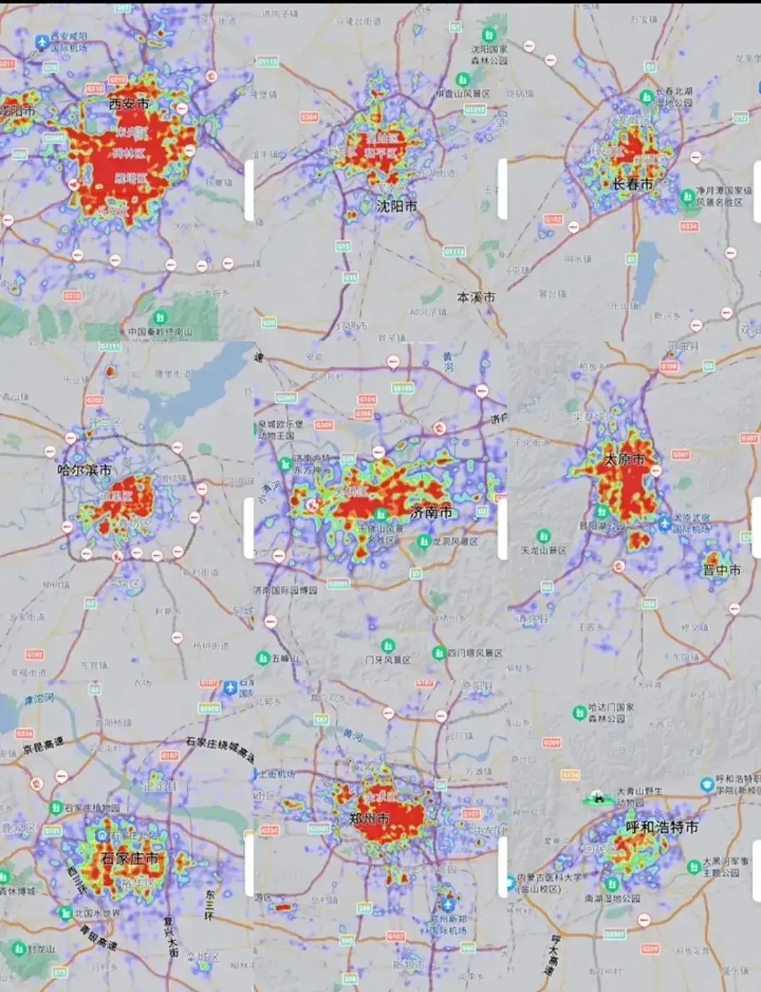 热力图看着有点惊掉下巴,西安成了北方无可争议的省会老大,以前沈阳才