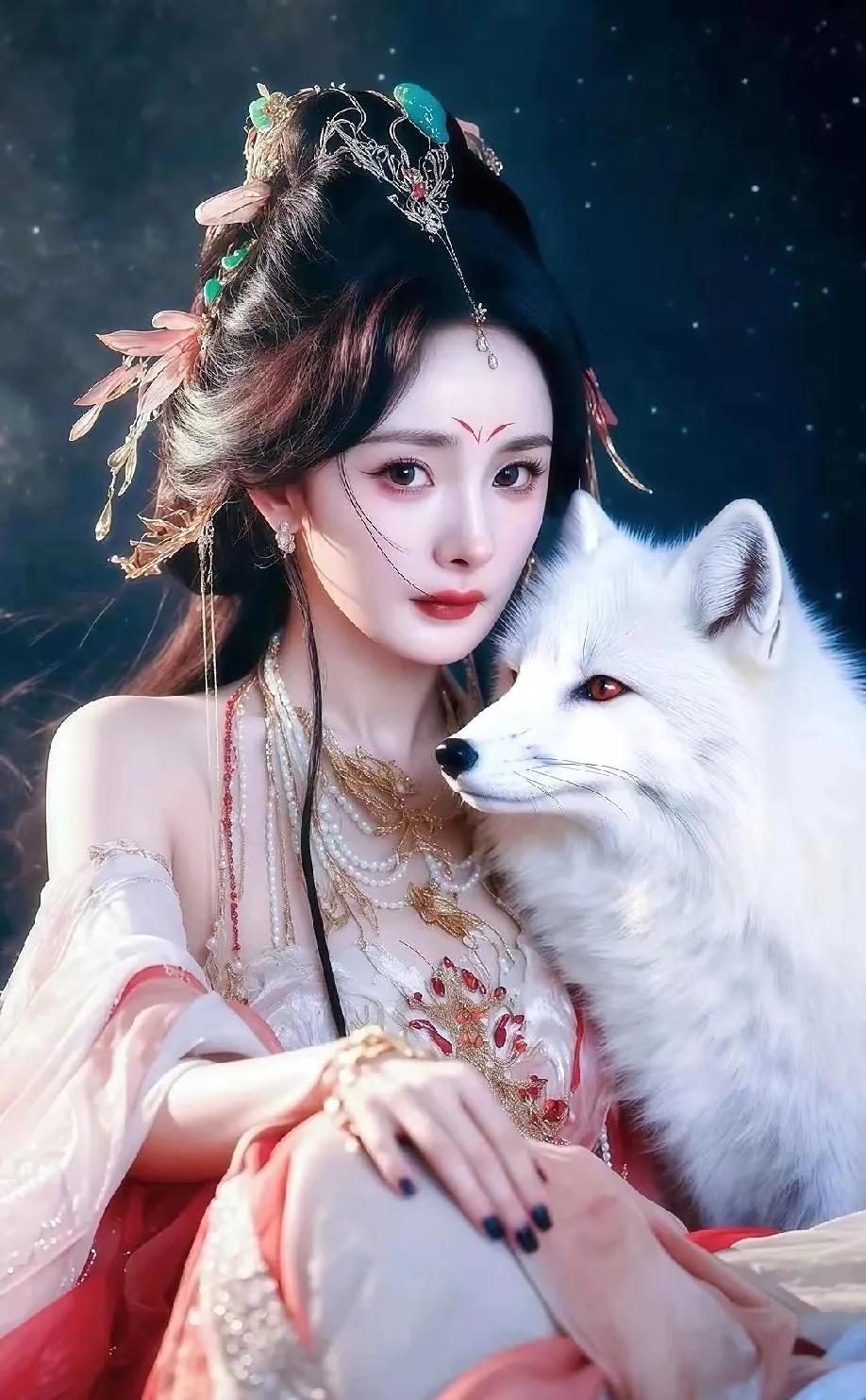 的千年狐妖照片人狐的魅惑杨幂的头像古装古风照片女真人仙气白狐狐仙