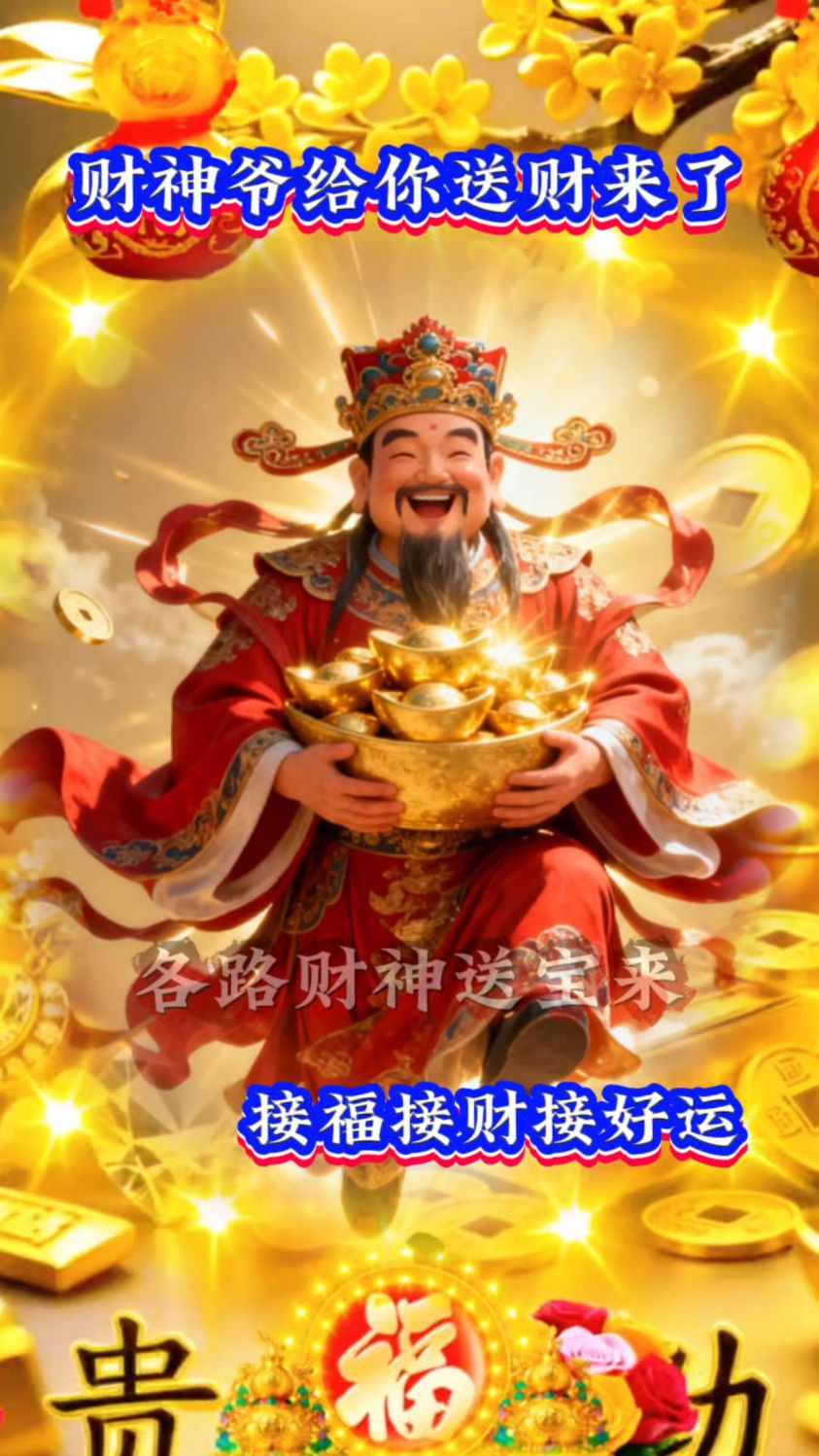 朋友在吗财神爷给你送钱来了接吧