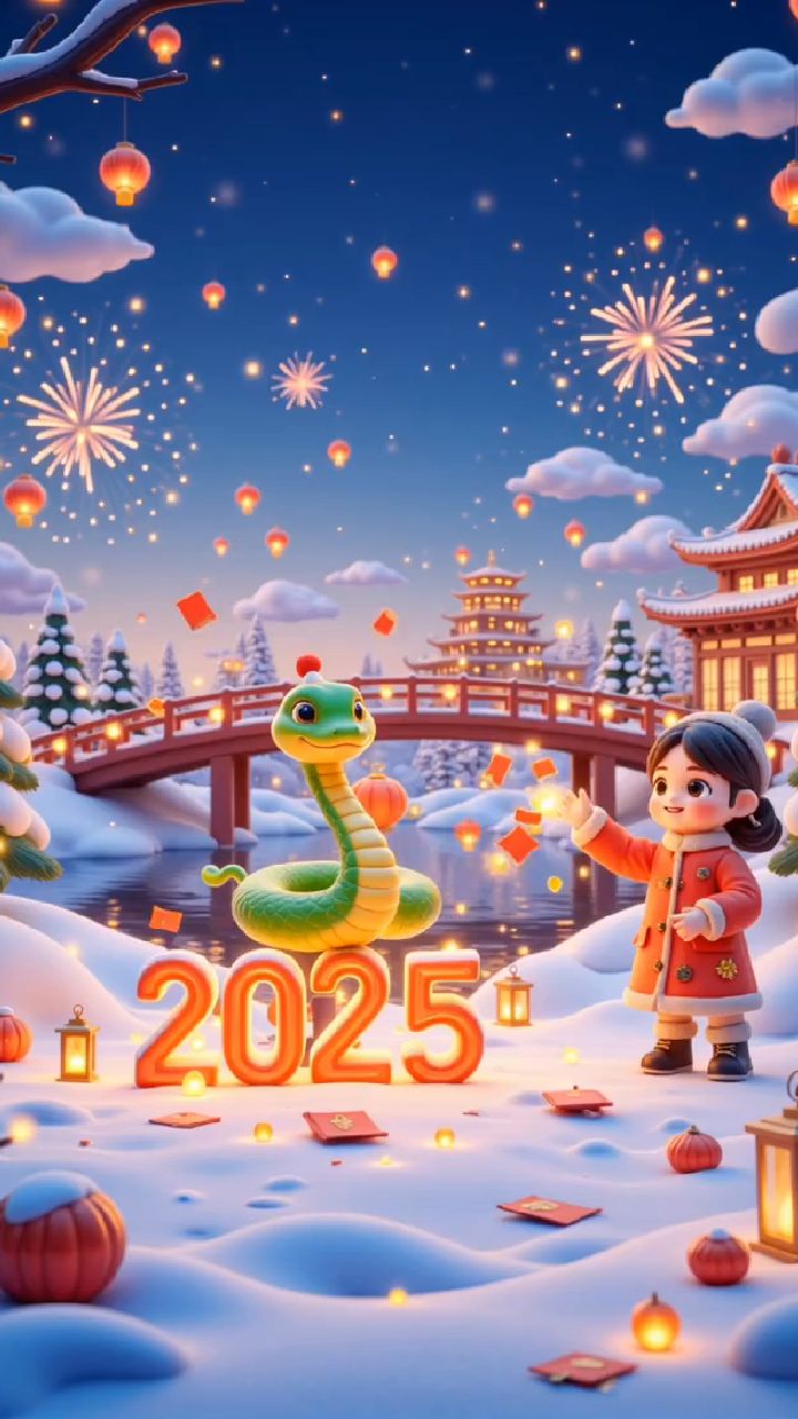 2025蛇年大吉大利中国年蛇年年会开场视频素材模板自取