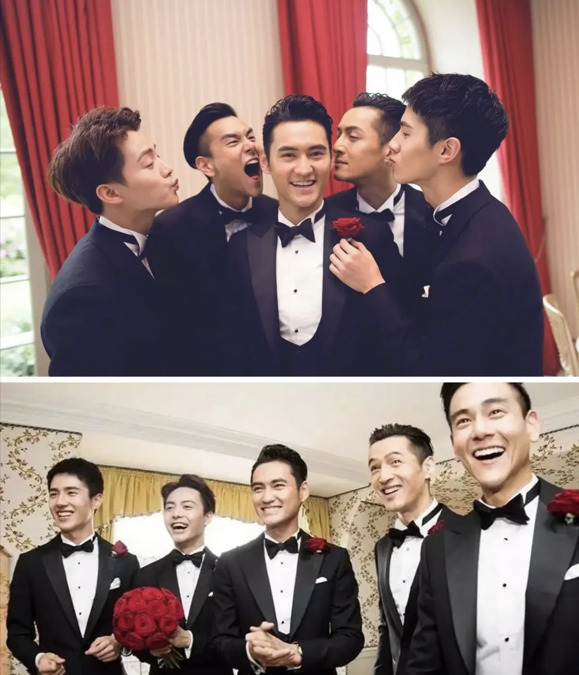 伴郎团,清一色的帅哥,胡歌,刘昊然,马天宇,还有把我帅没了的彭于晏,真