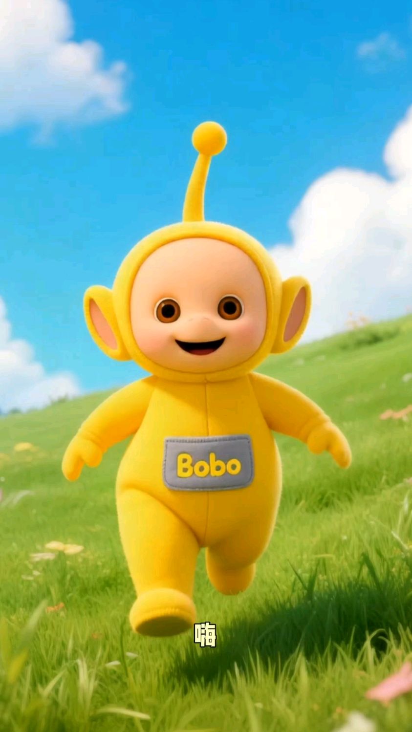 天线宝宝在草地上玩气球