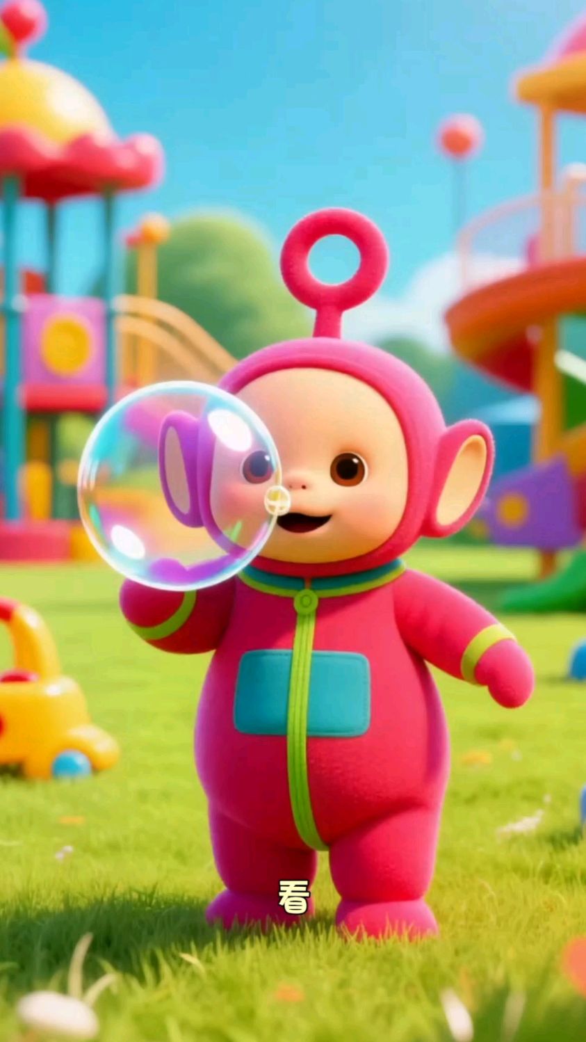 天线宝宝吹出一个超级大的泡泡