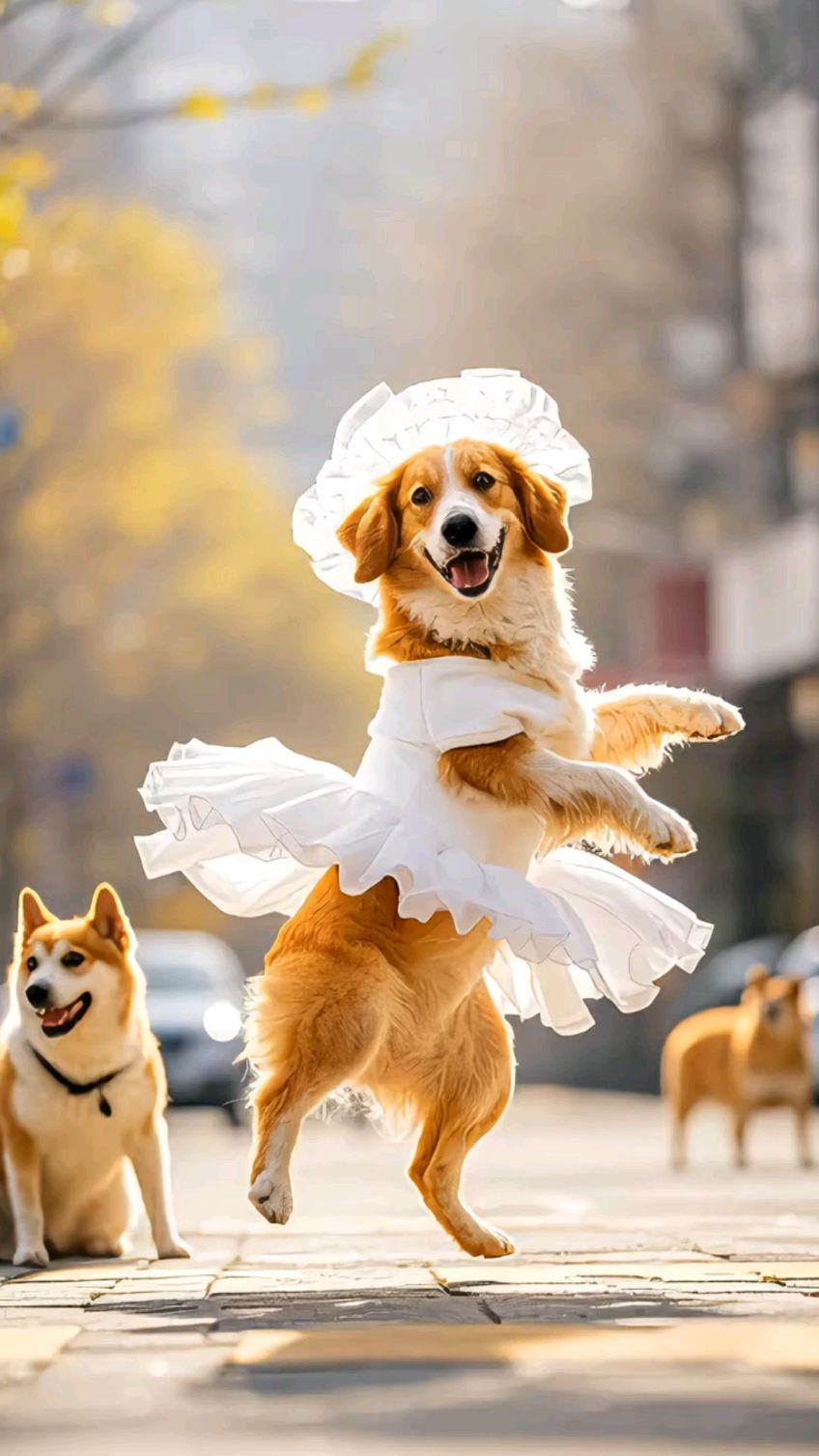 狗狗在街上跳芭蕾舞