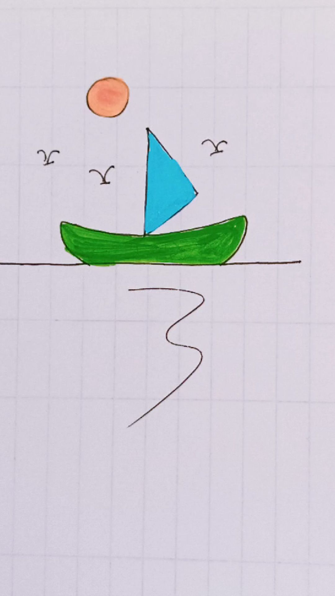 5秒画一只小船,适合小朋友画的简笔画