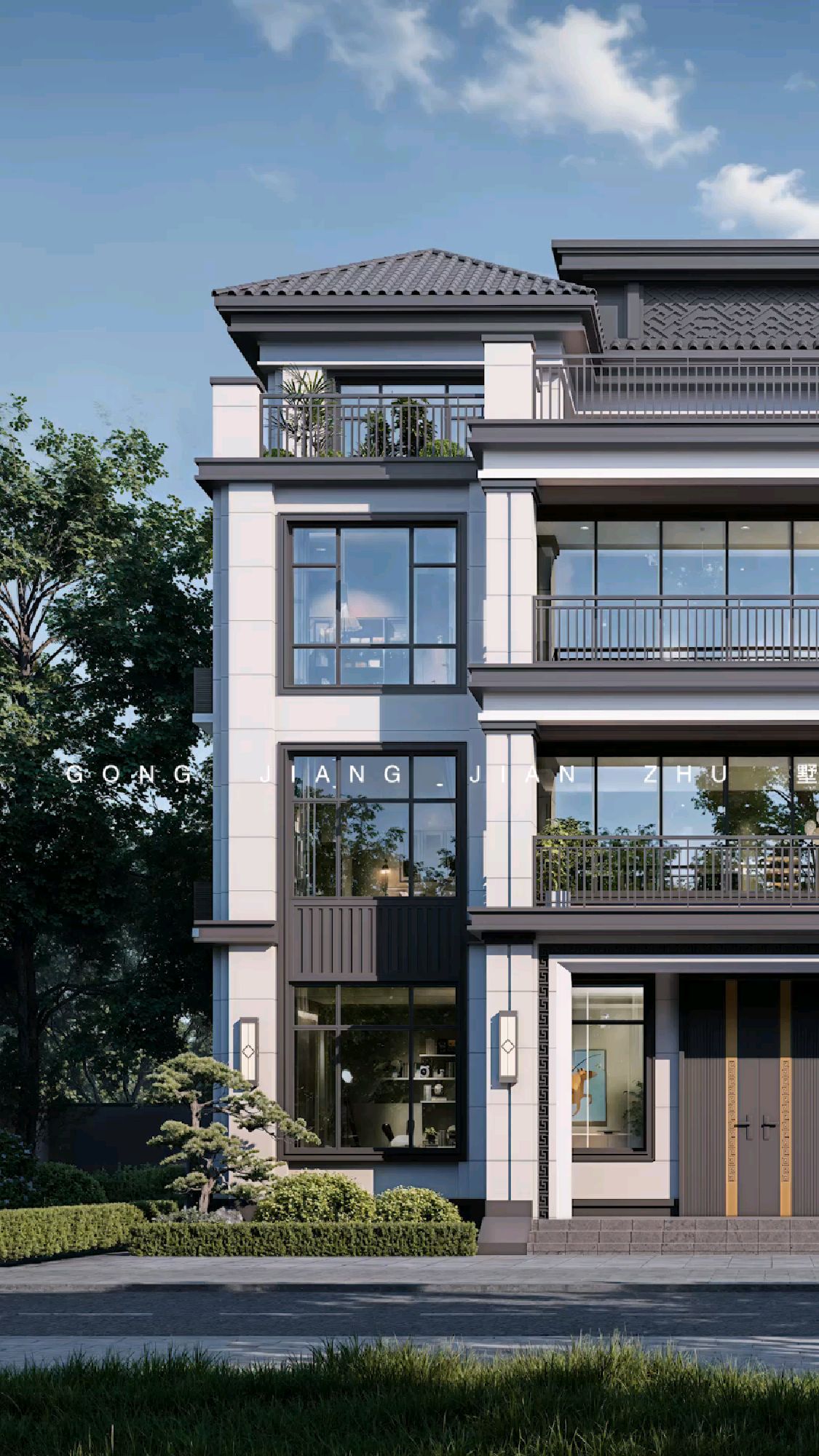 东西面宽15米南北进深14.5米,农村四层自建房小别墅