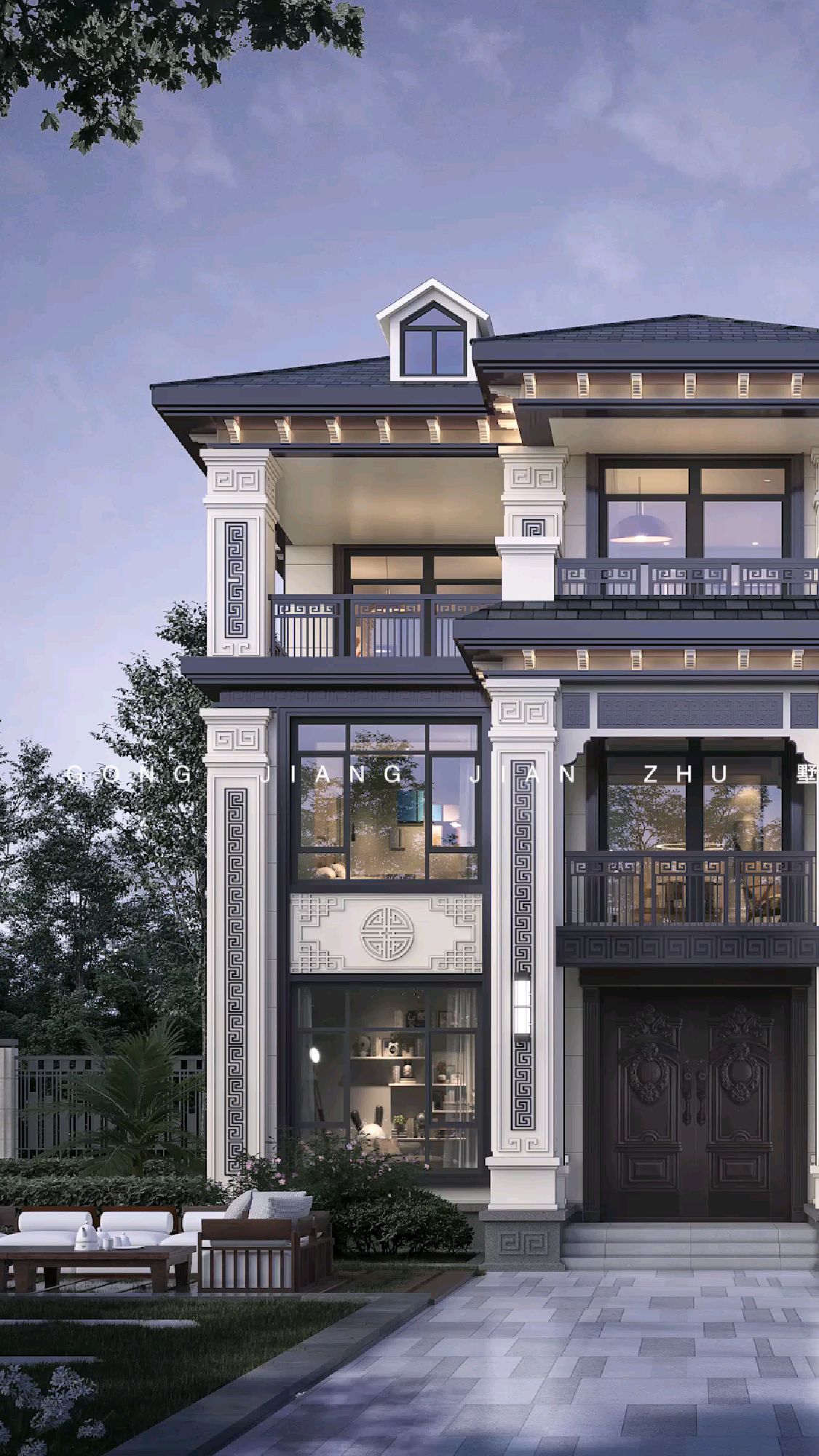 东西面宽12米南北进深11.7米,农村三层自建房小别墅