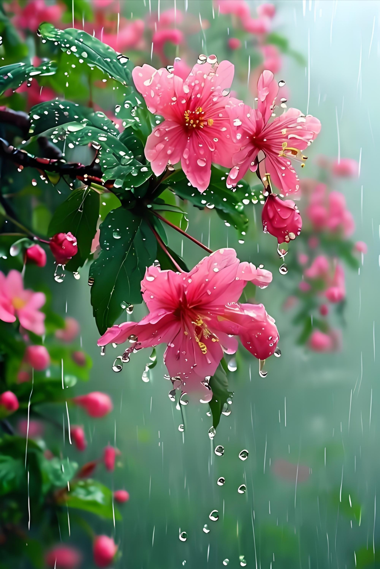 七绝·赞雨中花