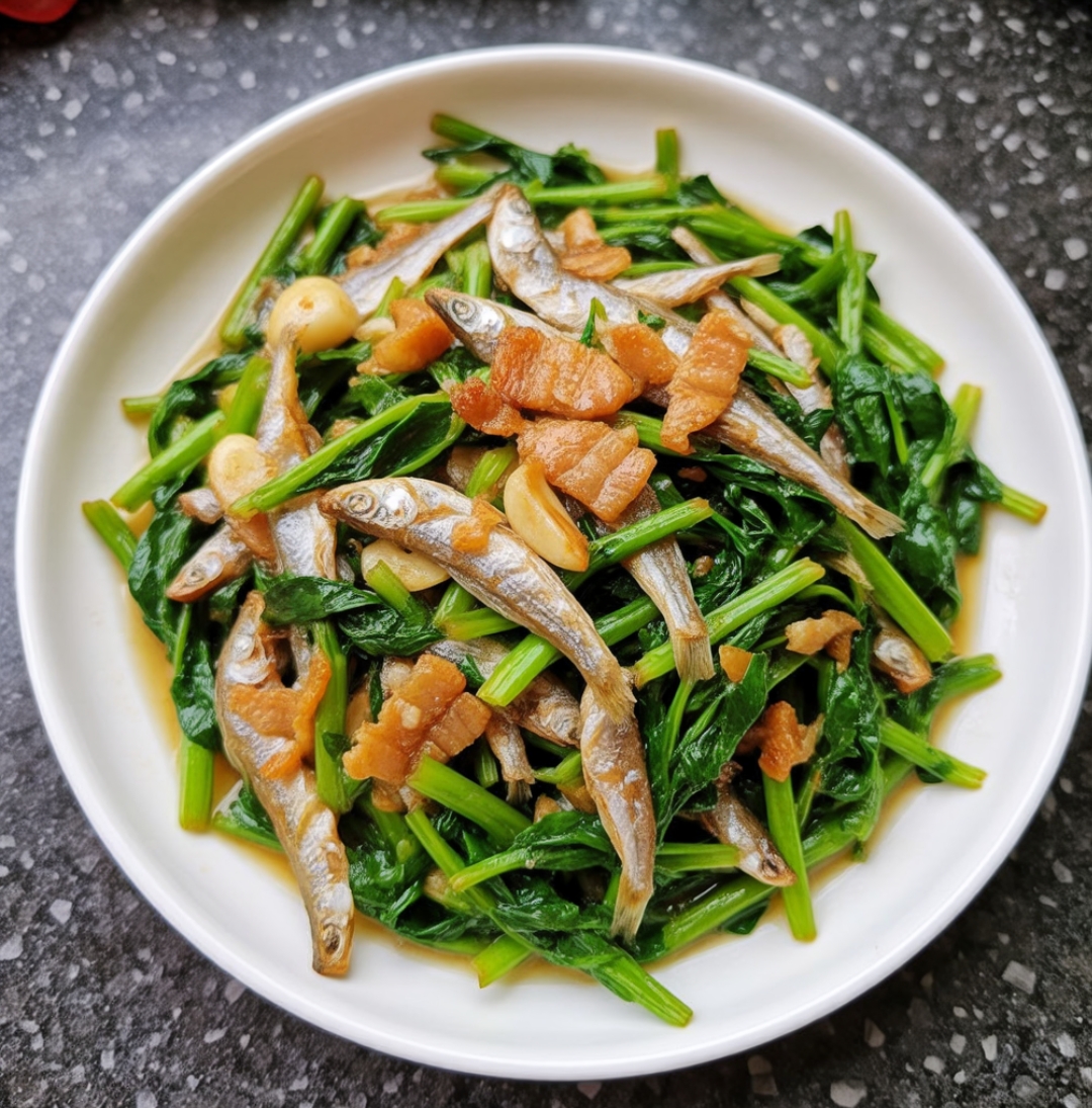 银鱼干炒苋菜