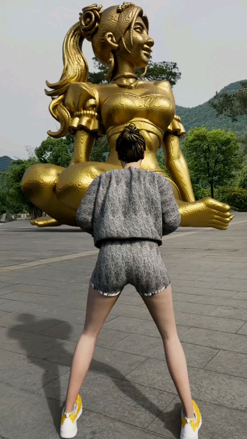 女孩扔球解封坐着的女孩金像