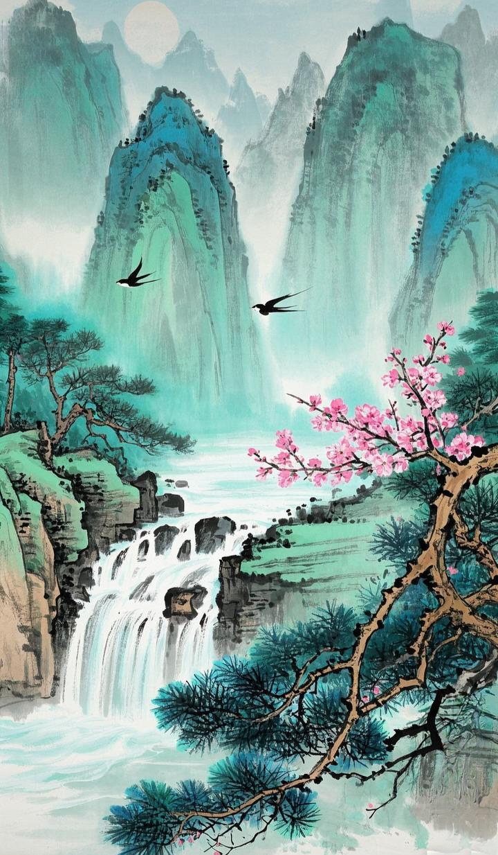 漂亮的山水画水墨画