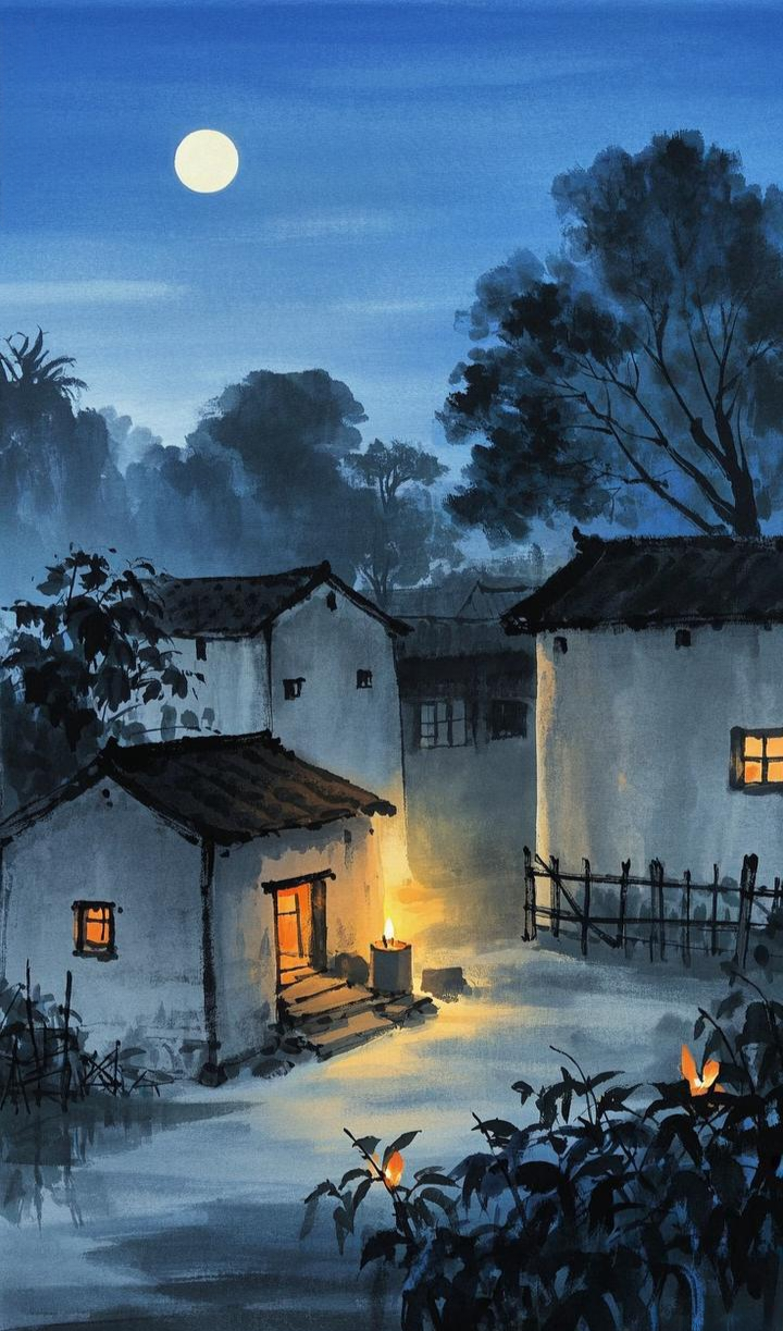 一些漂亮农村水墨画