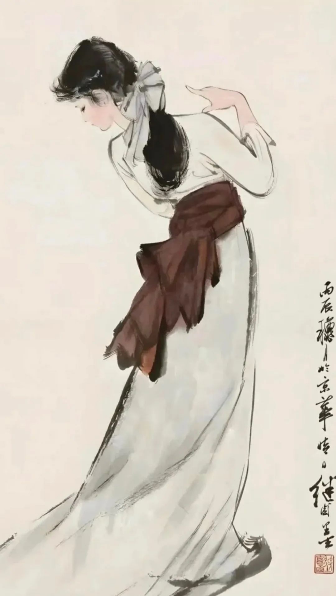 回眸一笑百媚生的《仕女图》