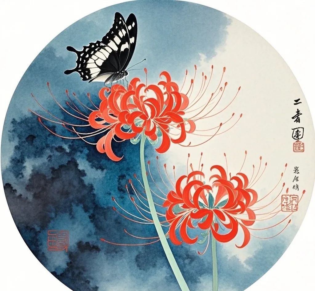 国画彼岸花,太美了,快来一起画吧!