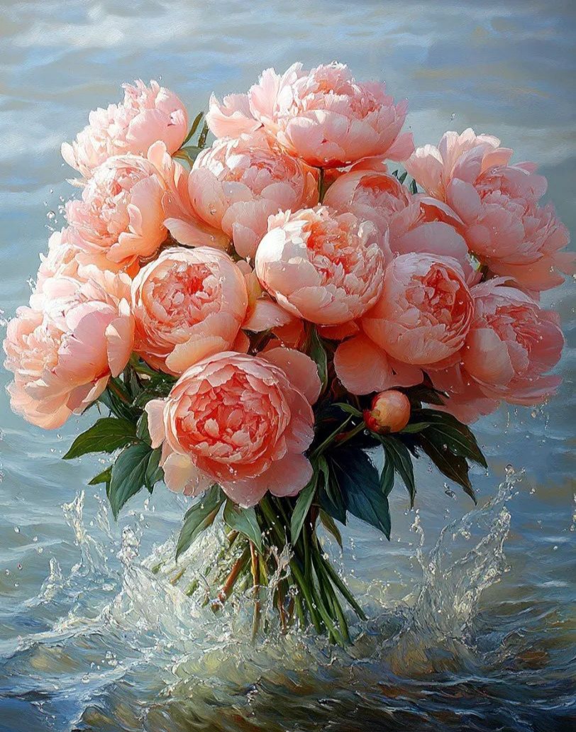 油画《牡丹花》