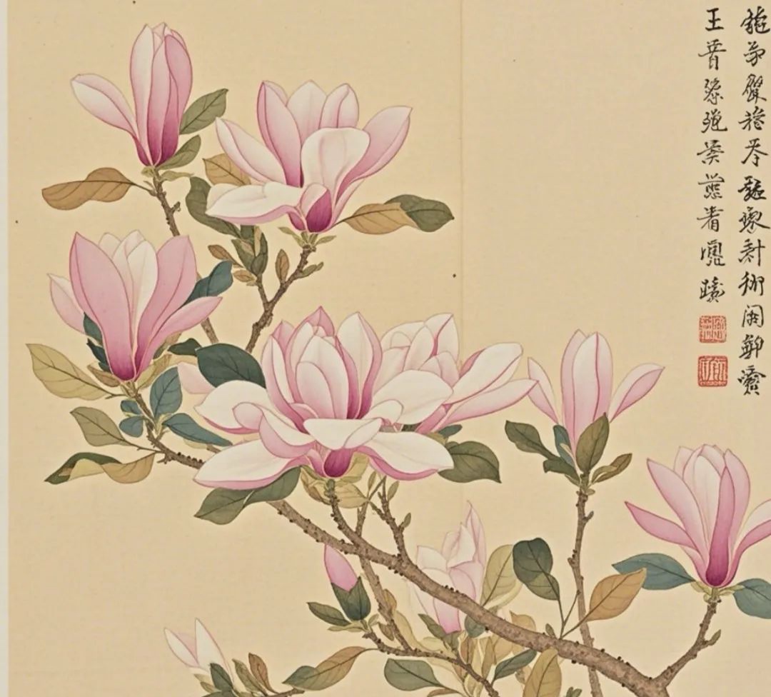 工笔玉兰花临摹国画来啦