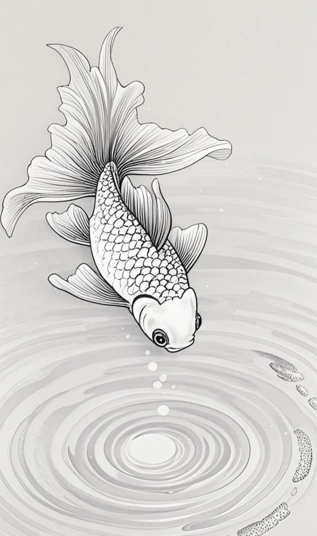 高清国画工笔金鱼来啦!太漂亮了【附高清线稿】赶快收藏起来吧!