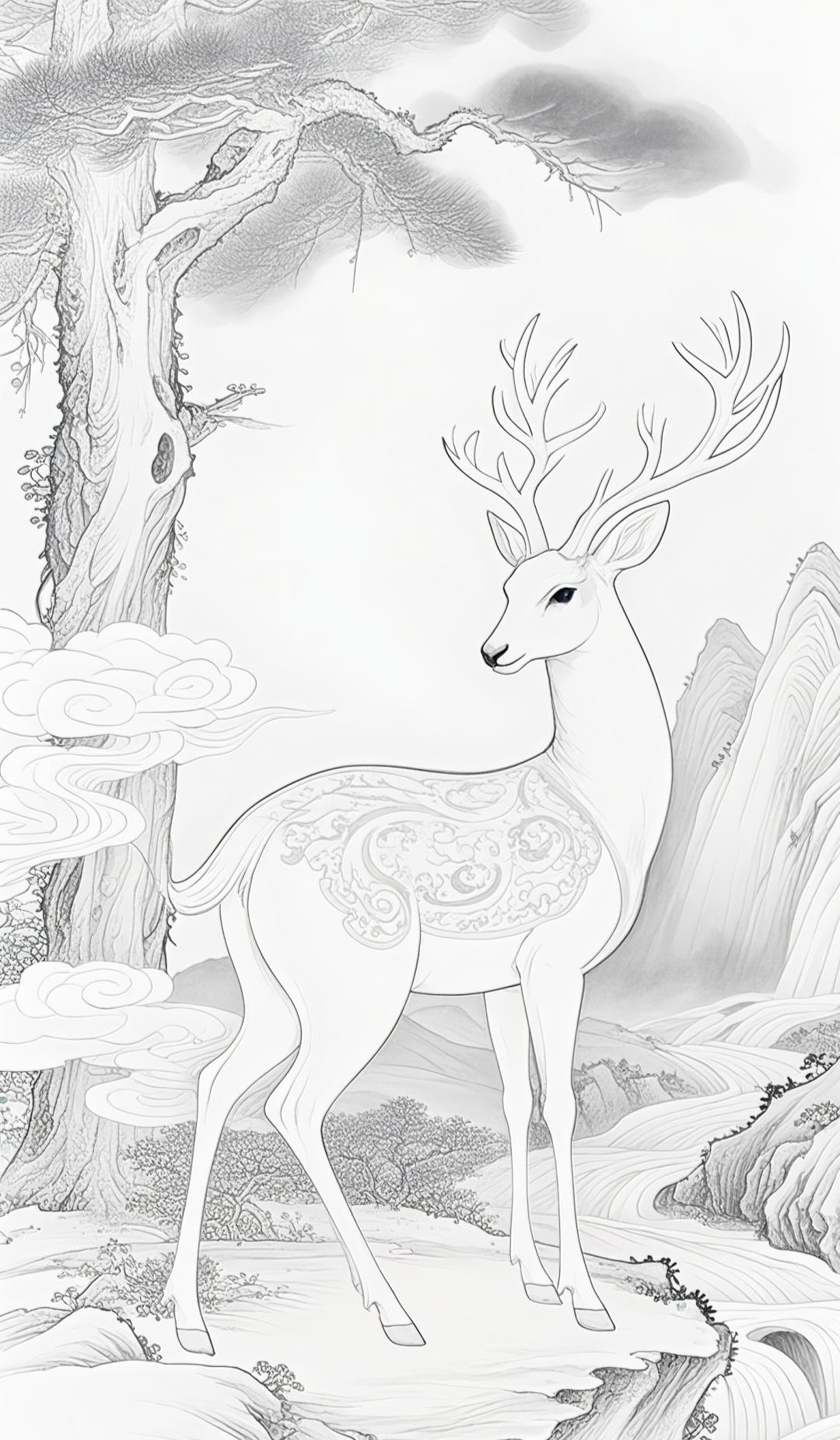 仙气十足的梅花鹿,一路(鹿)生花,需要线稿快来领取啦!