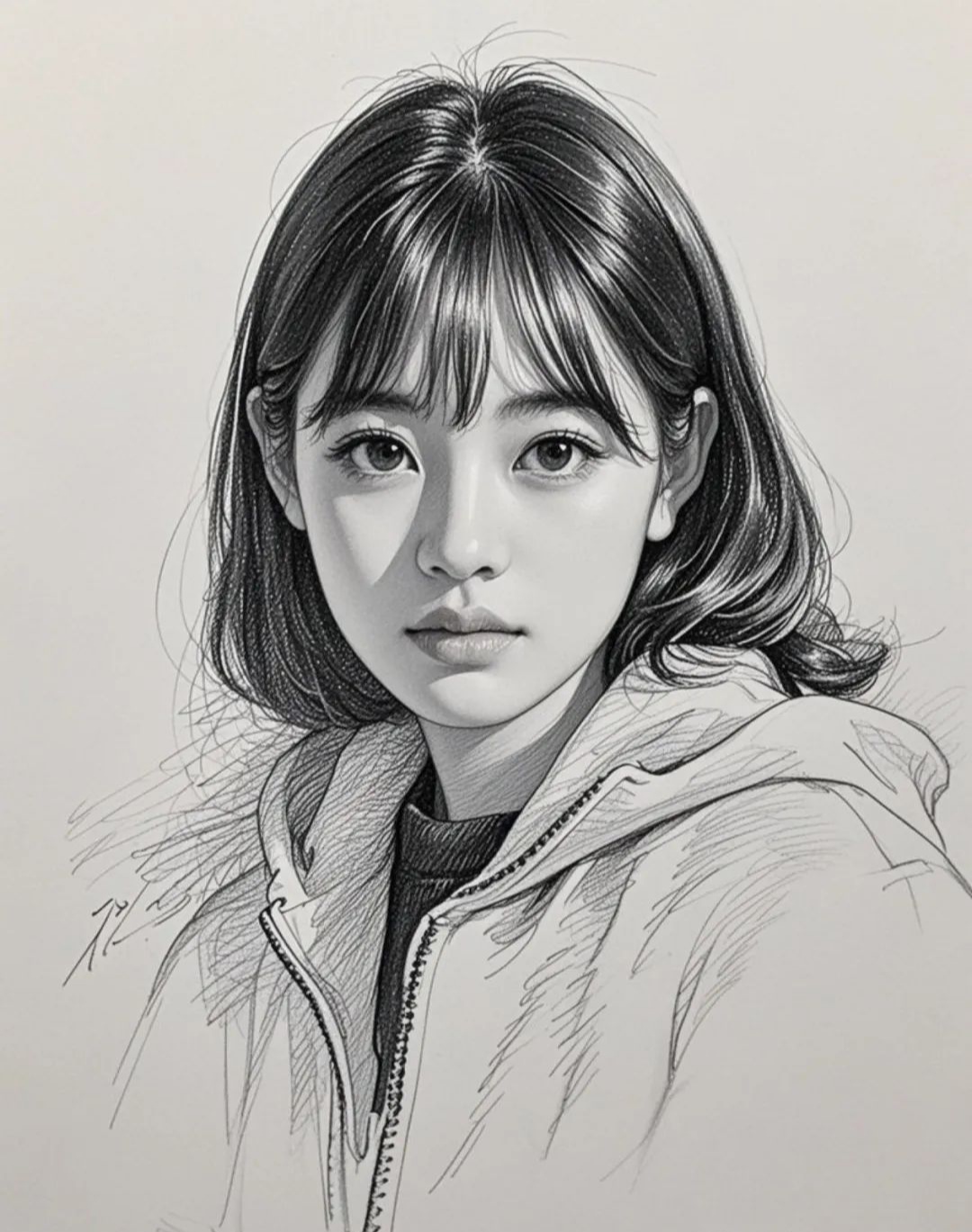 高清美女 铅笔素描 你看都像谁?