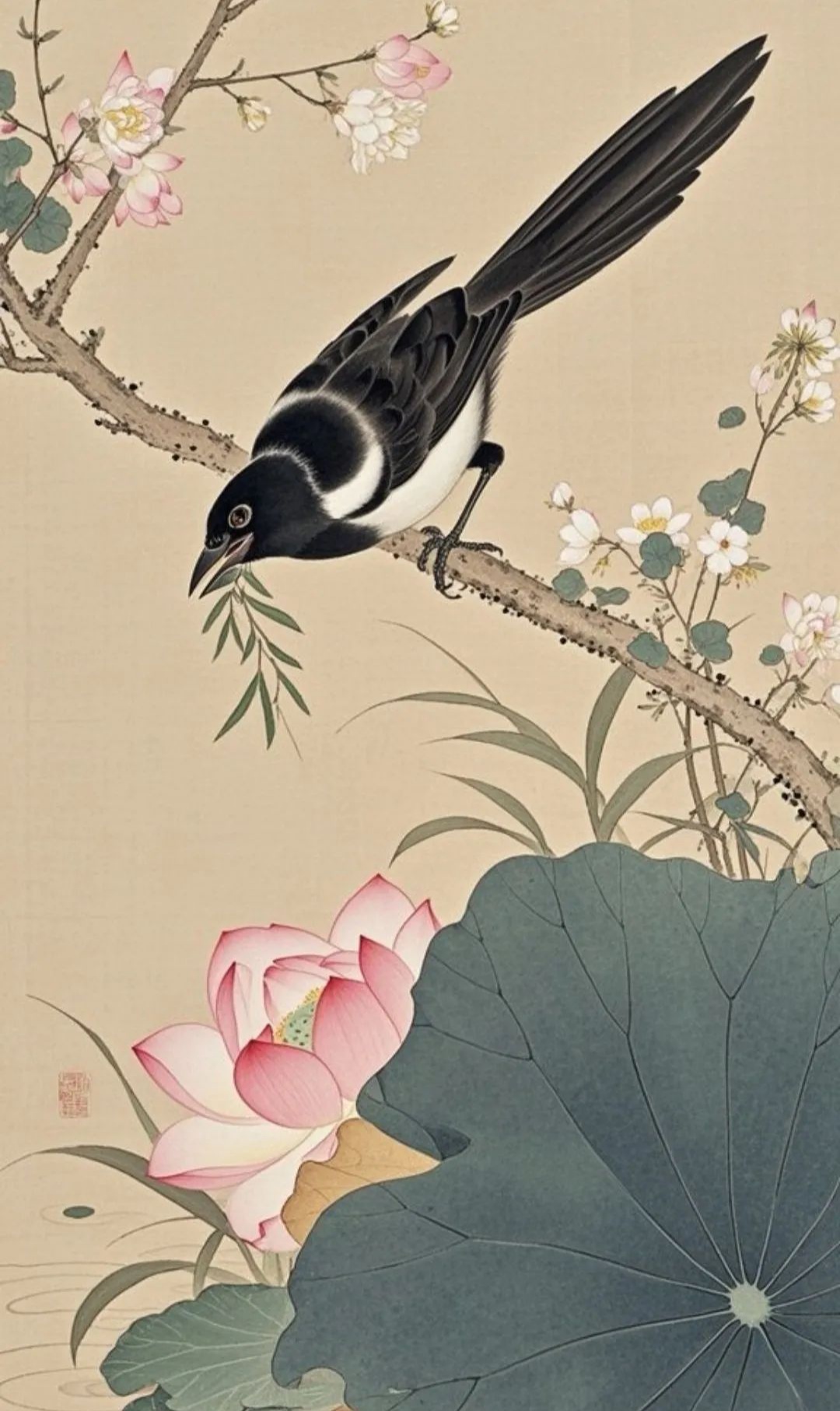 古风工笔临摹喜鹊报喜图来啦