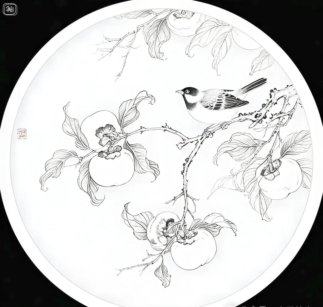 柿柿如意来啦,工笔国画高清线稿,快来领取吧!