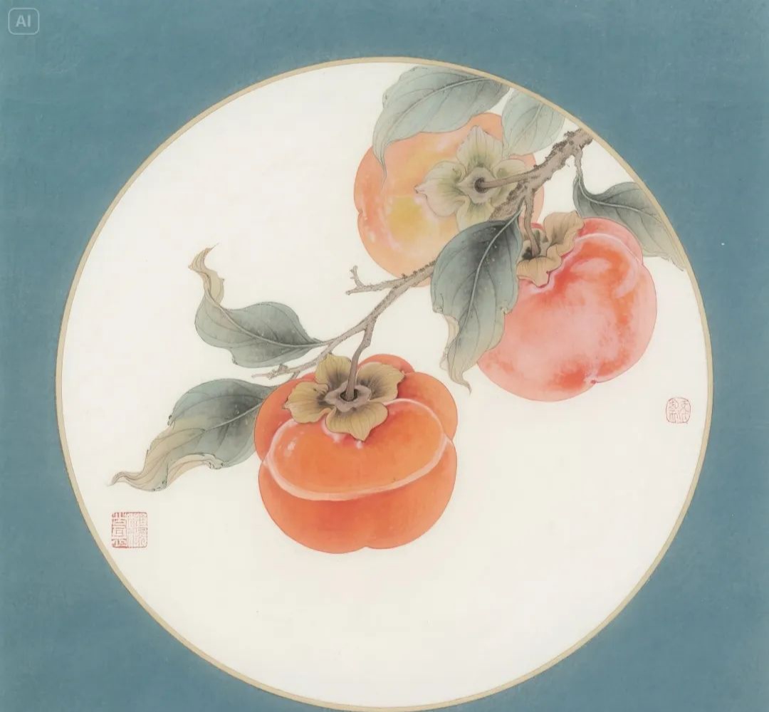 柿柿如意来啦,工笔国画高清线稿,快来领取吧!