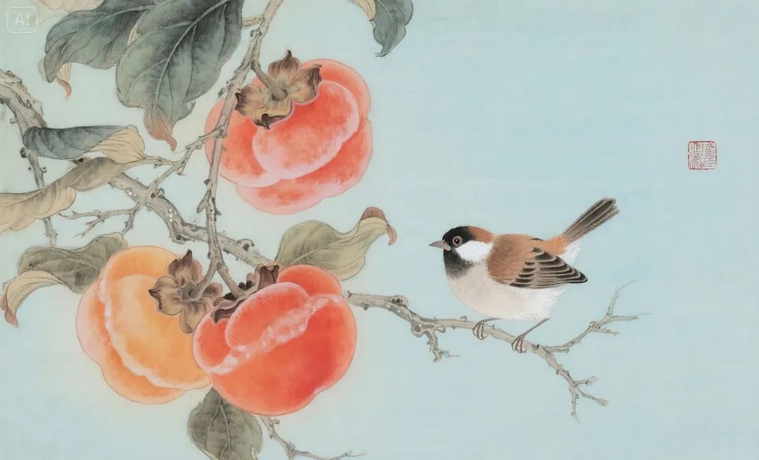 柿柿如意来啦,工笔国画高清线稿,快来领取吧!