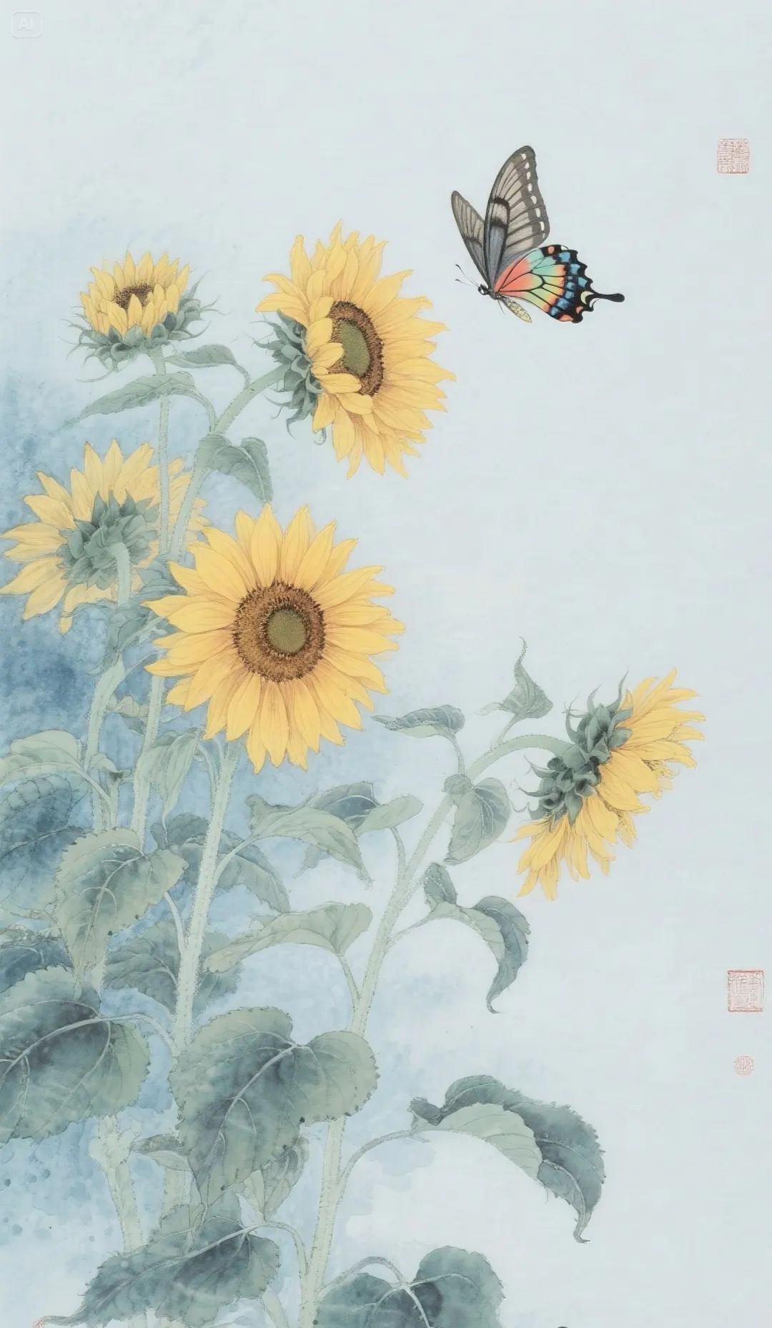国画工笔画向日葵线稿来啦,想要的小伙伴快来领取!