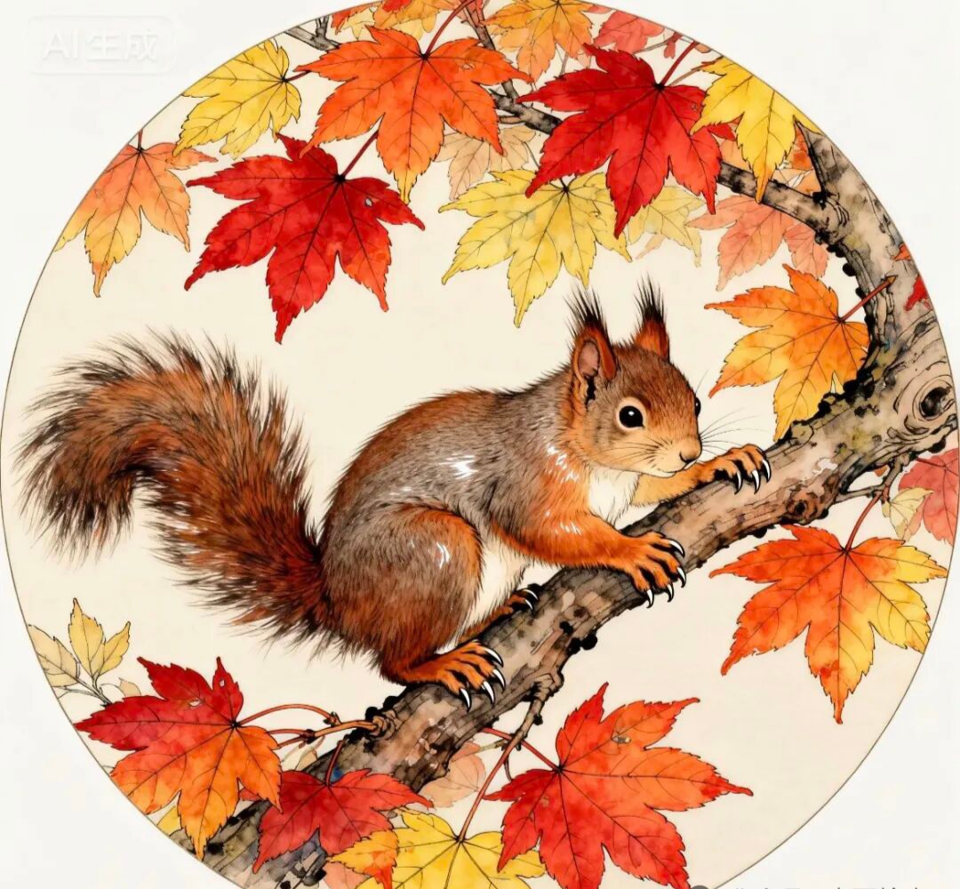 枫叶枫树国画‖工笔临摹素材美图分享