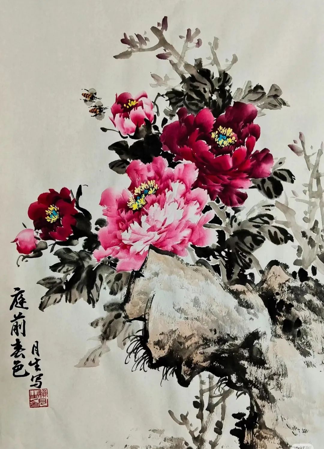 写意花鸟牡丹图,娇艳多姿,太美了!