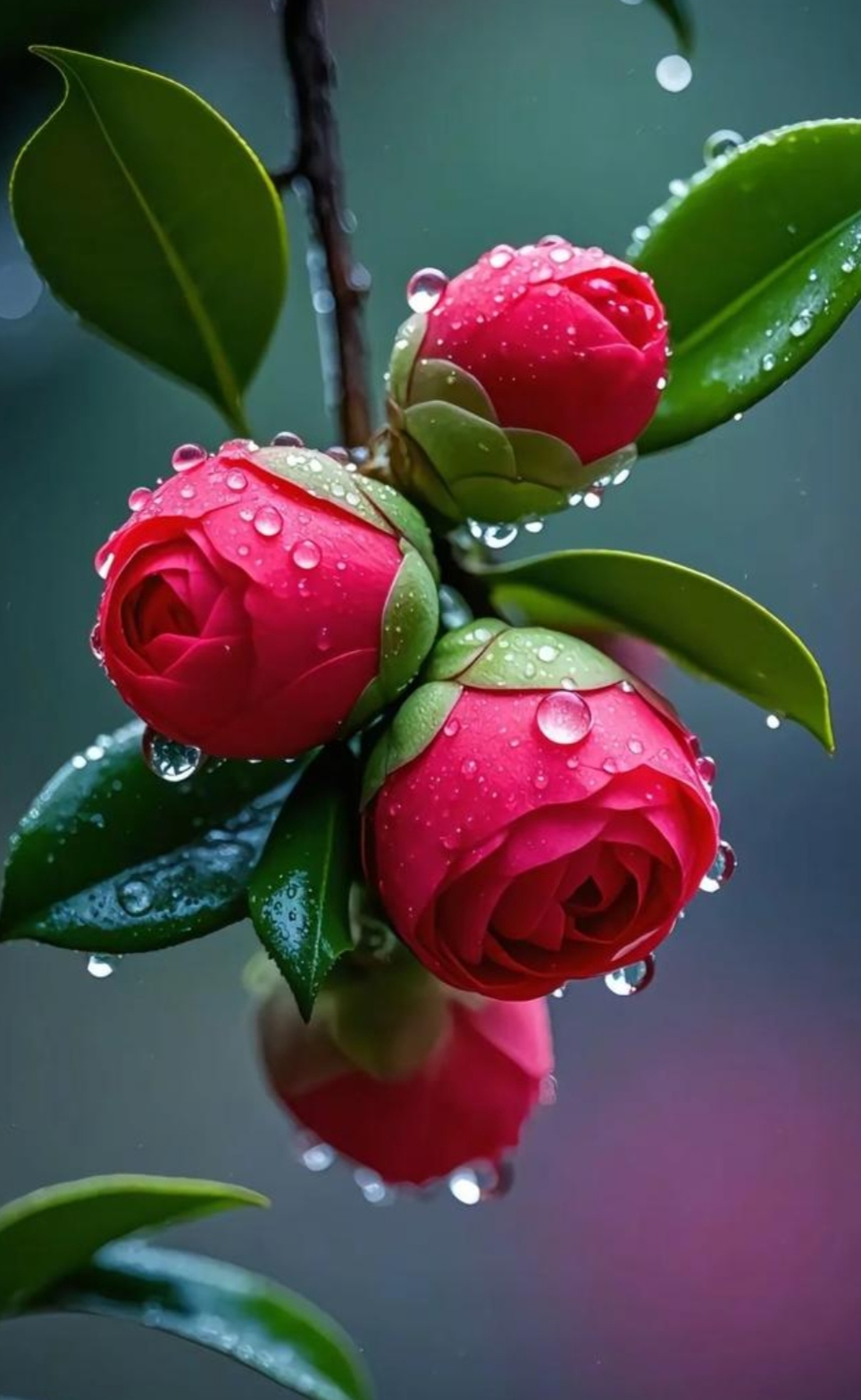 含苞欲放的茶花在雨中更显娇艳,在这春暖花开的日子里怎能少了茶花的