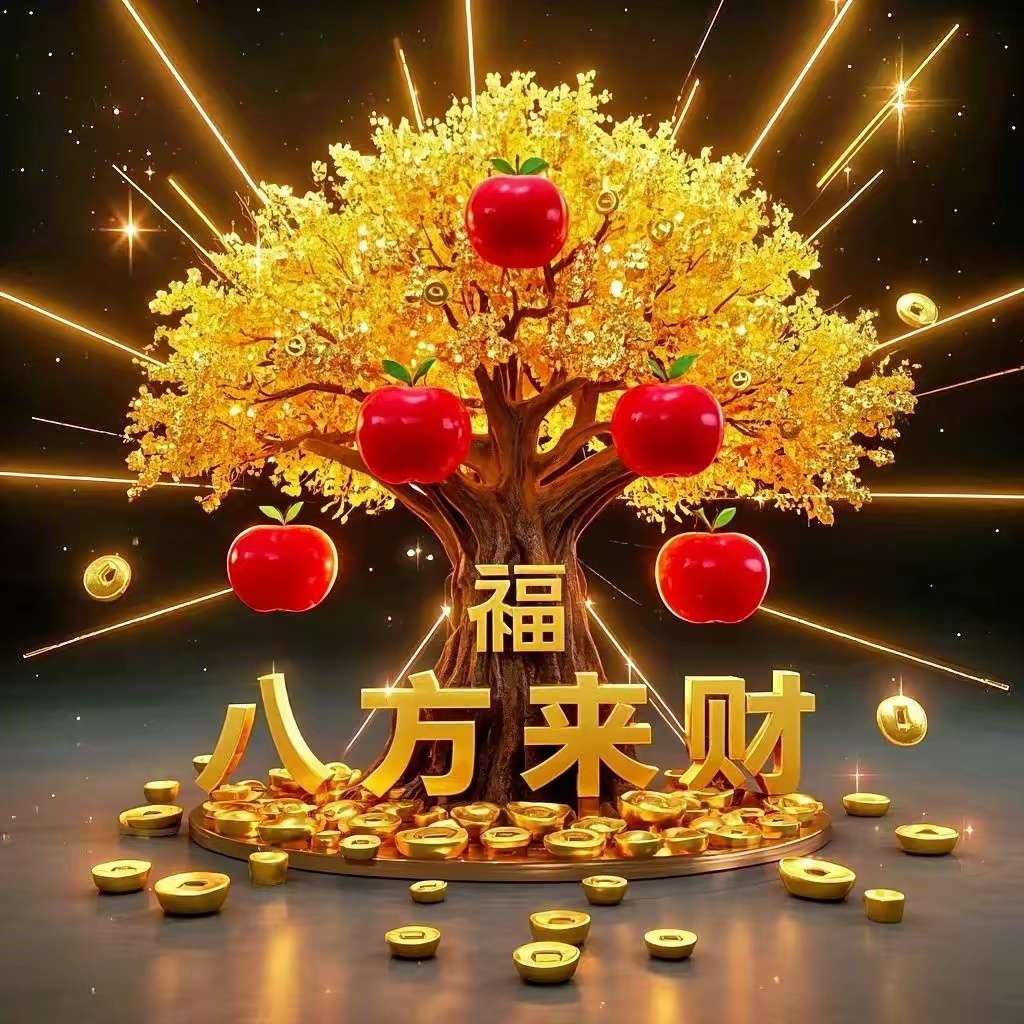 八方来财,财运亨通,财源滚滚, 金银满屋, 愿你的财富如春水般滚滚而来