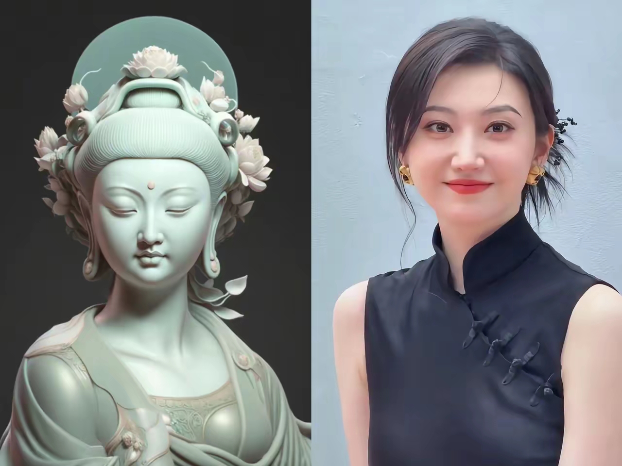 哈哈哈哈真的好像!明星撞脸雕塑景甜的这个雕塑也太美了