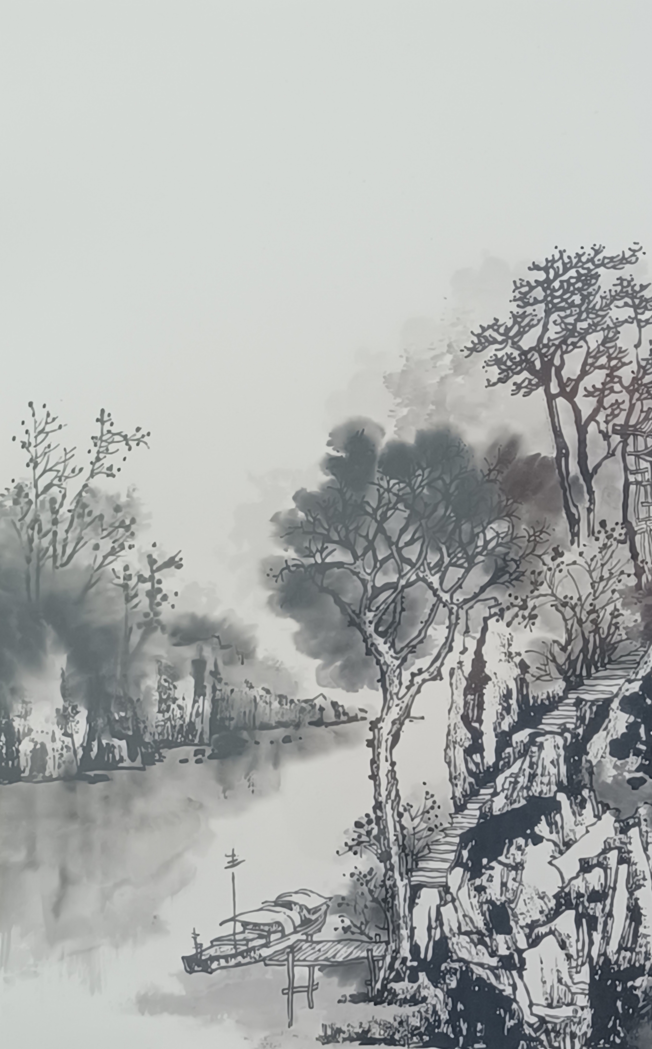 —大智水墨山水斗方佳作一幅这幅山水斗方作品