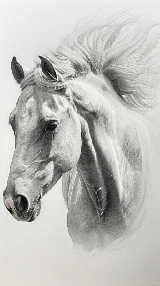 —草原风之子马头素描作品系列第二篇精选九幅供