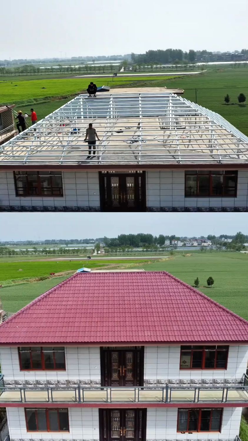 专业承接各种农村自建房平改坡钢架,钢结构干挂琉璃瓦工程
