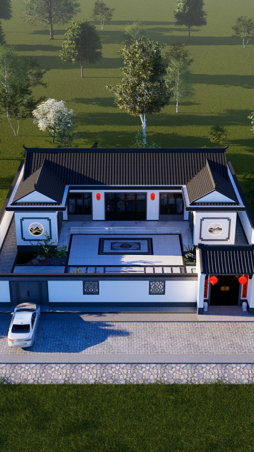 一层三合院这样建,古朴素雅,稳重大气