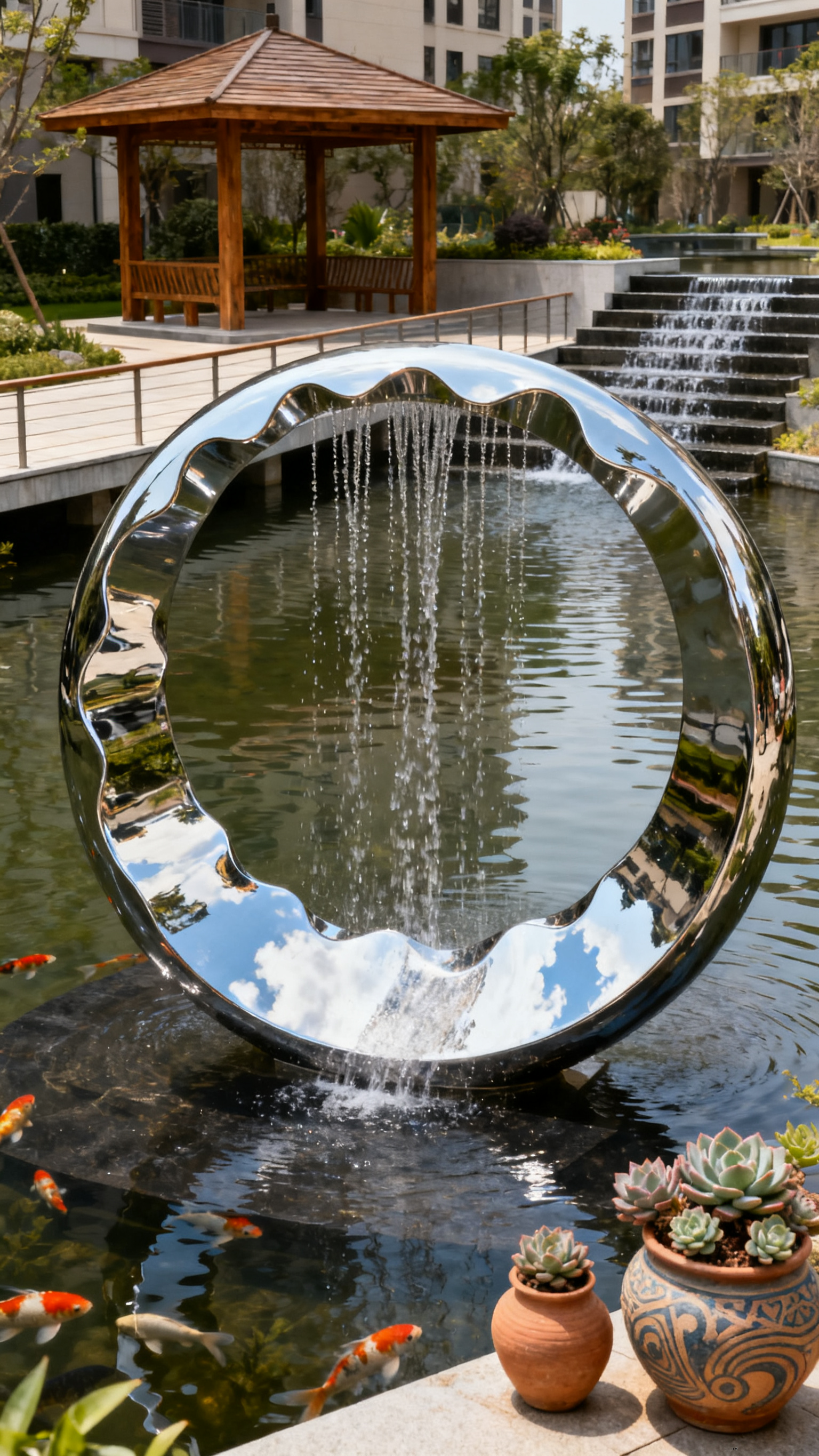 不锈钢抽象流水雕塑