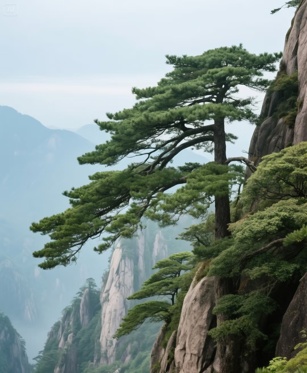 在云雾缭绕的深山腹地总有那么几株孤树将根须深深扎进嶙峋峭壁