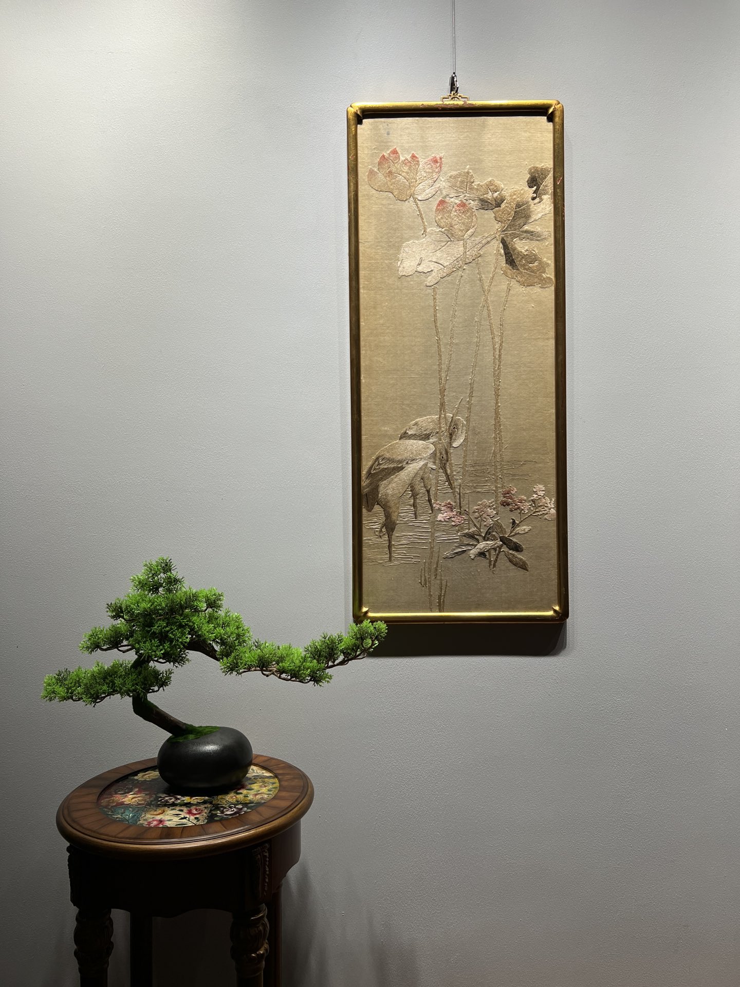 晚清民国湘绣 晚清民国 湘绣《鹭鹭连科》尺寸93*385厘米