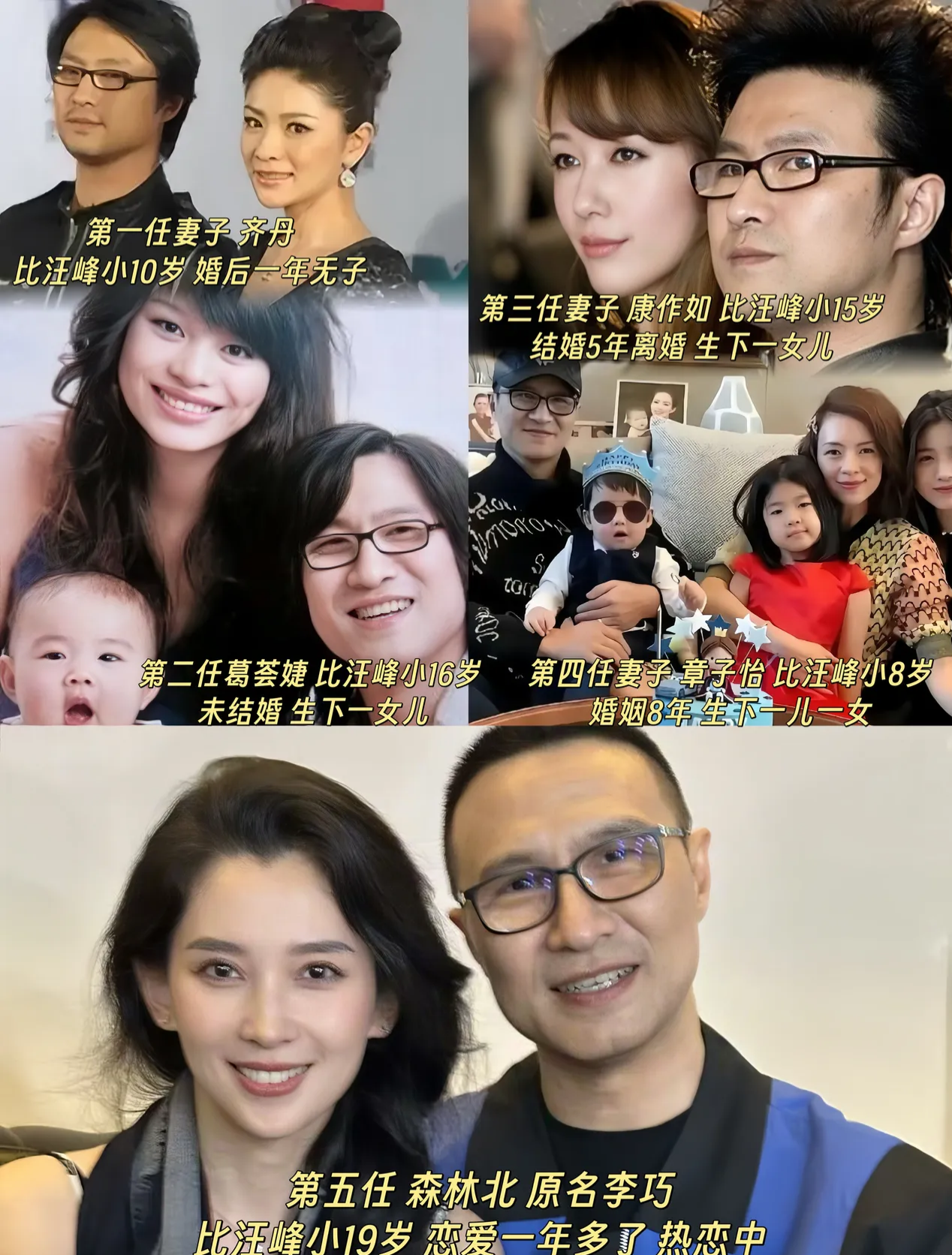 汪峰的历任妻子一个比一个漂亮,他的魅力真大 汪峰老师人真的很成功啊