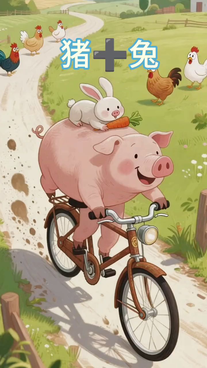 猪骑自行车奔跑!