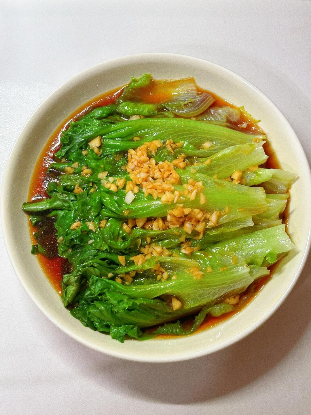食材准备生菜蒜末 制作