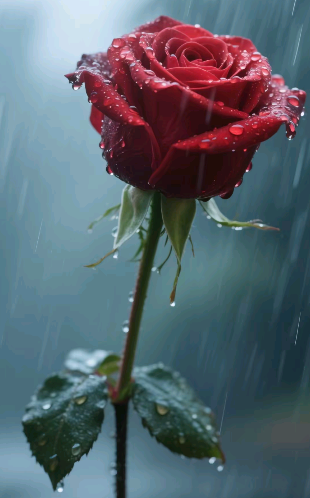 雨中红玫瑰   墨云携雨暗重楼,园里玫瑰独倚愁