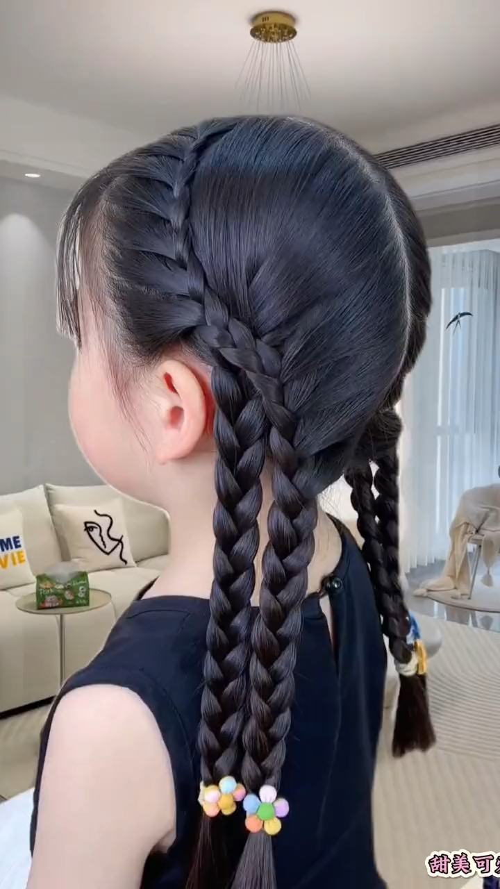 儿童甜美可爱麻花辫