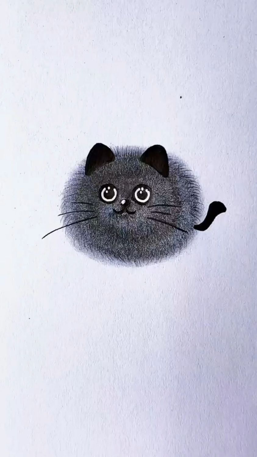 用铅笔屑画小猫,喜欢的收藏